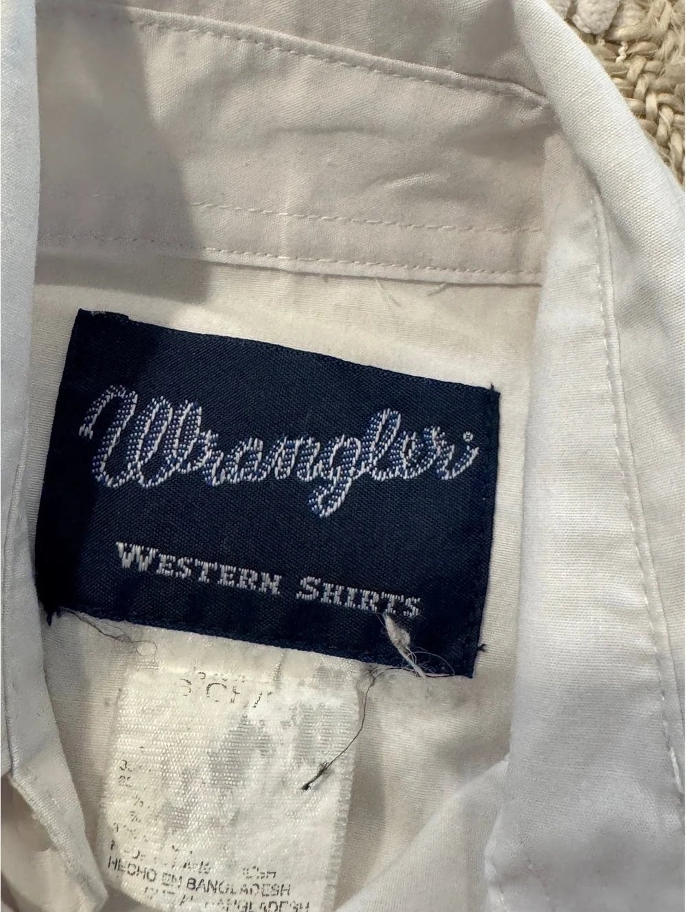 Wrangler boys' white long-sleeve denim shirt with pearl snaps, Size XS (4/5)